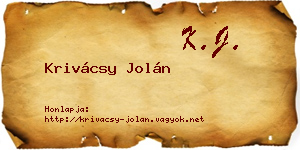 Krivácsy Jolán névjegykártya
